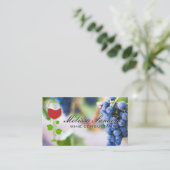 ワイン葡萄 | ワイングラスとつる植物 名刺 (スタンド正面)