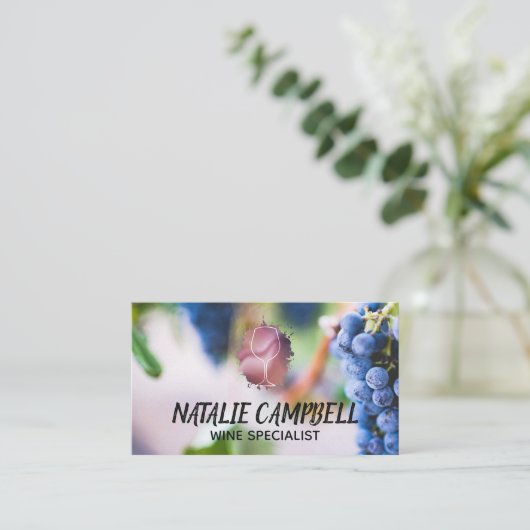 ワイン葡萄 |ワイングラス 名刺 (スタンド正面)