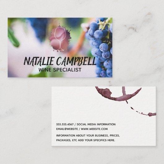 ワイン葡萄 |ワイングラス 名刺 (正面/裏面)
