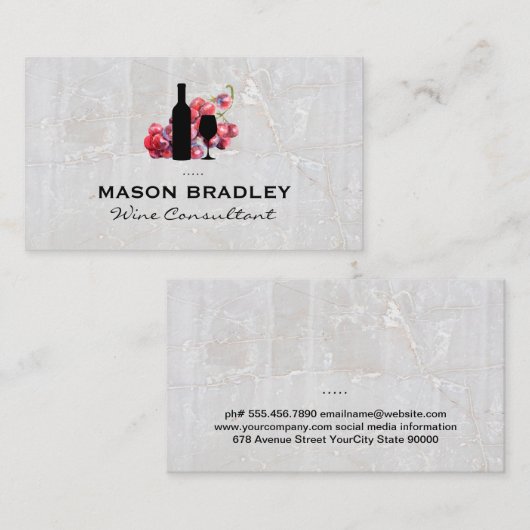 ワイン葡萄 | ワイン | 大理石 名刺 (正面/裏面)