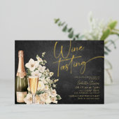 ワイン試飲のブライダルシャワー招待状 箔招待状 (立ち正面)