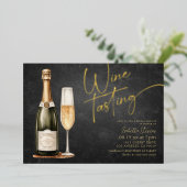 ワイン試飲のブライダルシャワー招待状 箔招待状 (立ち正面)