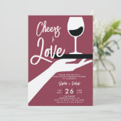 ワイン試飲エレガントカジュアルワイナリーカップルのシャワー 招待状 (スタンド正面)