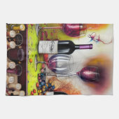 ワイン試飲デジカラフルタルアート キッチンタオル (横)