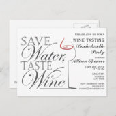 ワイン試飲バチェロレッテ招待状デザイン インビテーションポストカード (正面/裏面)