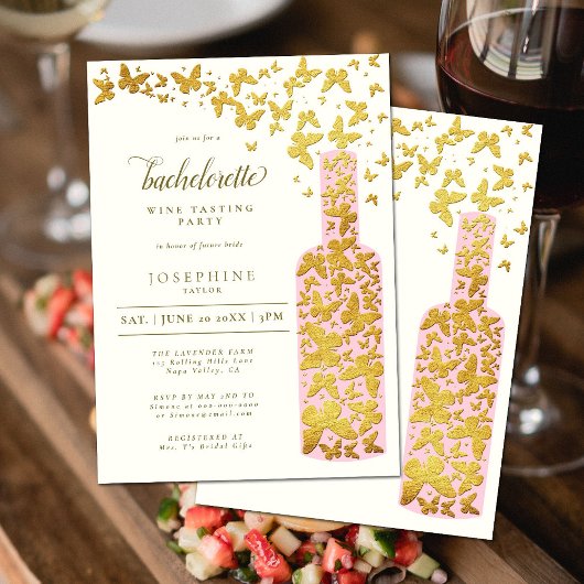ワイン試飲バチェロレッテ蝶金ゴールド 招待状