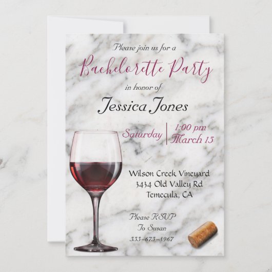ワイン試飲バチェロレッテ モダン ミニマル 招待状 (正面)