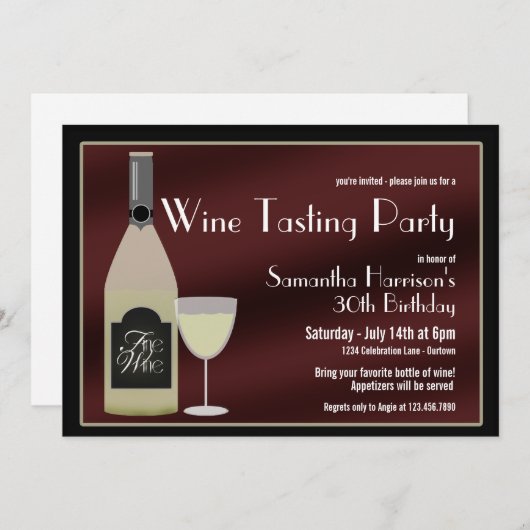 ワイン試飲パーティの招待状 招待状 (正面/裏面)