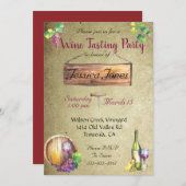 ワイン試飲パーティー誕生日ブライダルシャワー 招待状 (正面/裏面)