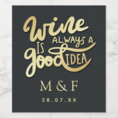 ワイン試飲ブライダルシャワーワインラベル ワインラベル (シングルラベル)