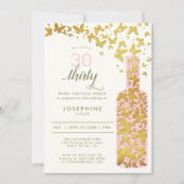 ワイン試飲ボホ蝶ピンク30歳の誕生日 招待状 (正面)