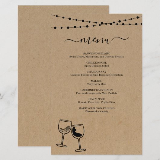 ワイン試飲メニュー (正面/裏面)