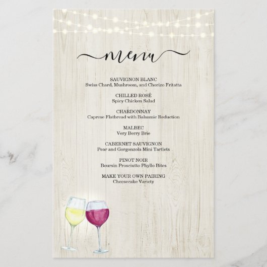 ワイン試飲メニュー (正面)