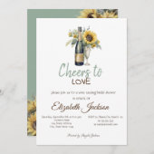 ワイン試飲ヴィンテージひまわりブライダルシャワー 招待状 (正面/裏面)