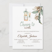 ワイン試飲ヴィンテージ花ブライダルシャワー 招待状 (正面)