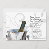 ワイン試飲40歳の誕生日パーティーエレガント フランスの 招待状 (裏面)