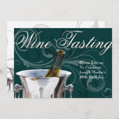 ワイン試飲40歳の誕生日パーティーエレガント フランスの 招待状 (正面/裏面)