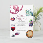 ワイン試飲40歳の誕生日招待状 招待状 (スタンド正面)