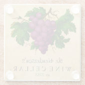 ワイン貯蔵室のヴィンテージのブドウはパーソナライズな名前を加えます ガラスコースター (裏面)