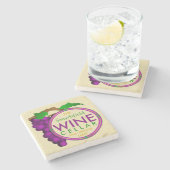 ワイン貯蔵室の紫色のブドウのパーソナライズな姓 ストーンコースター (横)