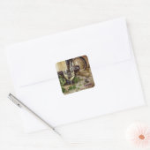 ワイン赤と白グラス葡萄バレル スクエアシール (封筒)