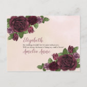 ワイン赤面マイヴフローラメイド・オブ・オーナー(花嫁付き添い人)要求 インビテーションポストカード (裏面)