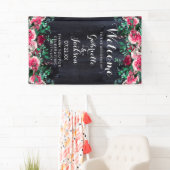 ワイン赤面&ネイビーウッドブルグンディ結婚の歓迎 横断幕 (インサイチュ)