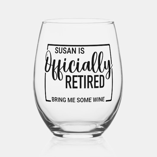 ワイン退職したを持ってきてくパーソナライズされたれ ステムなしワイングラス (正面)