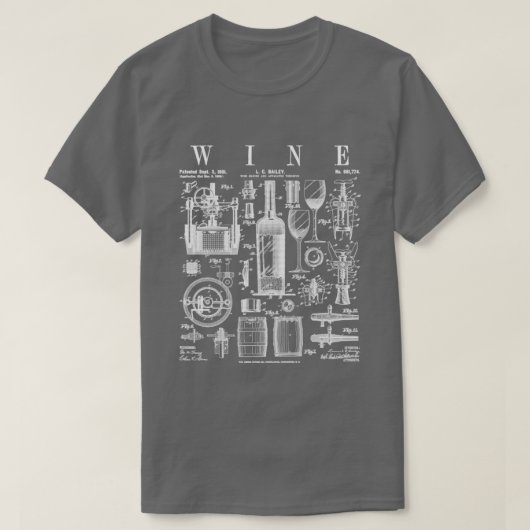 ワイン醸造ワインラバーソムリエヴィンテージ特許Pr Tシャツ (デザイン正面)