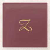 ワイン金ゴールドモノグラムプロフェッショナルトレンディー モダン ガラスコースター (正面)