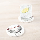 ワイン飛行翼および赤ワインのプリント コースター (側面)