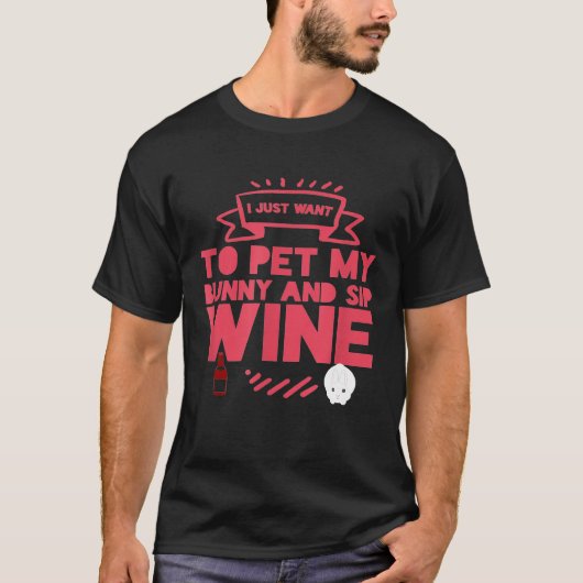 ワイン飲みバニー動物の男性の女性 Tシャツ (正面)
