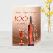 ワイン100th誕生日カードを飛ばす カード (黄色い花)