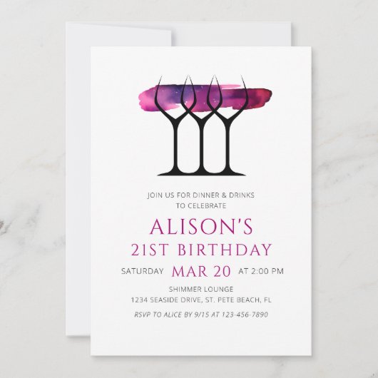 ワイン21歳の誕生日 招待状 (正面)