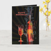 ワイン46th誕生日カードを飛ばす カード (黄色い花)