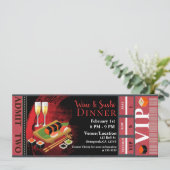 ワイン&すしディナーランチVIPイベントパーティーチケット 招待状 (スタンド正面)