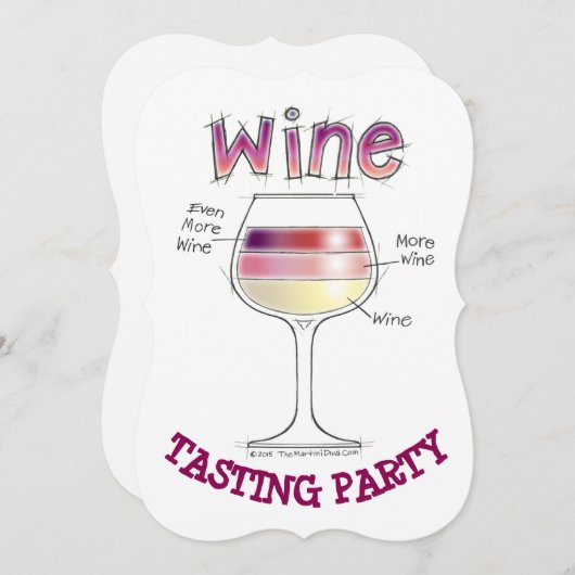 ワイン、より多くのワイン、さらに多くのワインパーティの招待状 招待状 (正面/裏面)