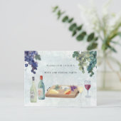 ワイン・アンド・チーズパーティの招待状 ポストカード (スタンド正面)