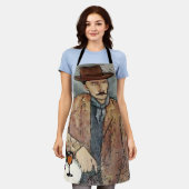 ワイン&アーティストin帽子,デザイン追加文字,エプロン エプロン (着用した状態)