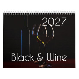 ワイン ウォール カレンダー 2027 - ブラック&ワイン