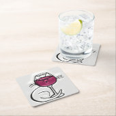 ワイン&キャッツコースターの愛のために スクエアペーパーコースター (インサイチュ)