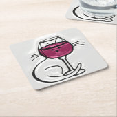 ワイン&キャッツコースターの愛のために スクエアペーパーコースター (アングル)