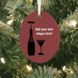 ワイン、グラス、コルク抜き – ドリンクのモチーフ、独自の文字 メタルオーナメント