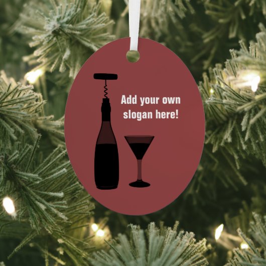 ワイン、グラス、コルク抜き – ドリンクのモチーフ、独自の文字 メタルオーナメント (インサイチュ)