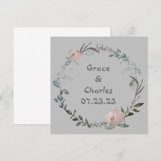 ワイン グレープ パーソナライズ フラワー レッド ホワイト 招待状 (正面/裏面)