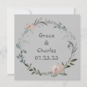 ワイン グレープ パーソナライズ フラワー レッド ホワイト 招待状 (正面)