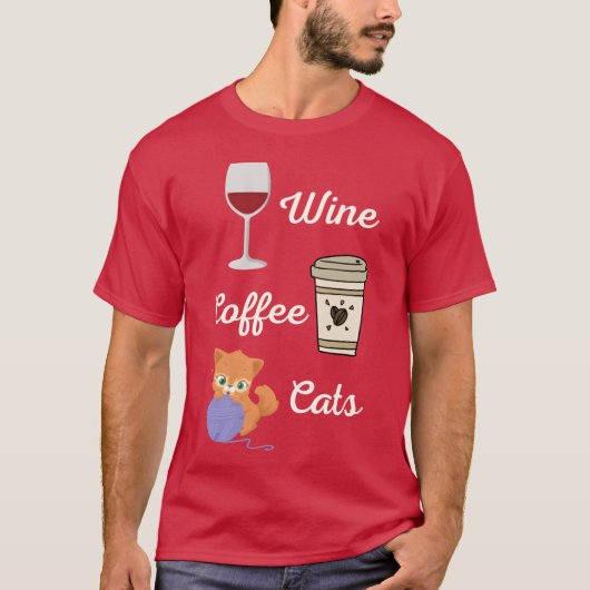 ワイン コーヒー 猫 70年代 フレンド Tシャツ (正面)