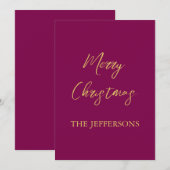 ワイン＆ゴールドカラー おめでたいクリスマス シーズンカード (正面/裏面)