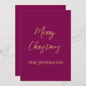 ワイン&ゴールドカラー merry christmas シーズンカード (正面/裏面)