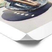 「ワイン&シガー」スチルライフウォーターカラー ポスター (角)